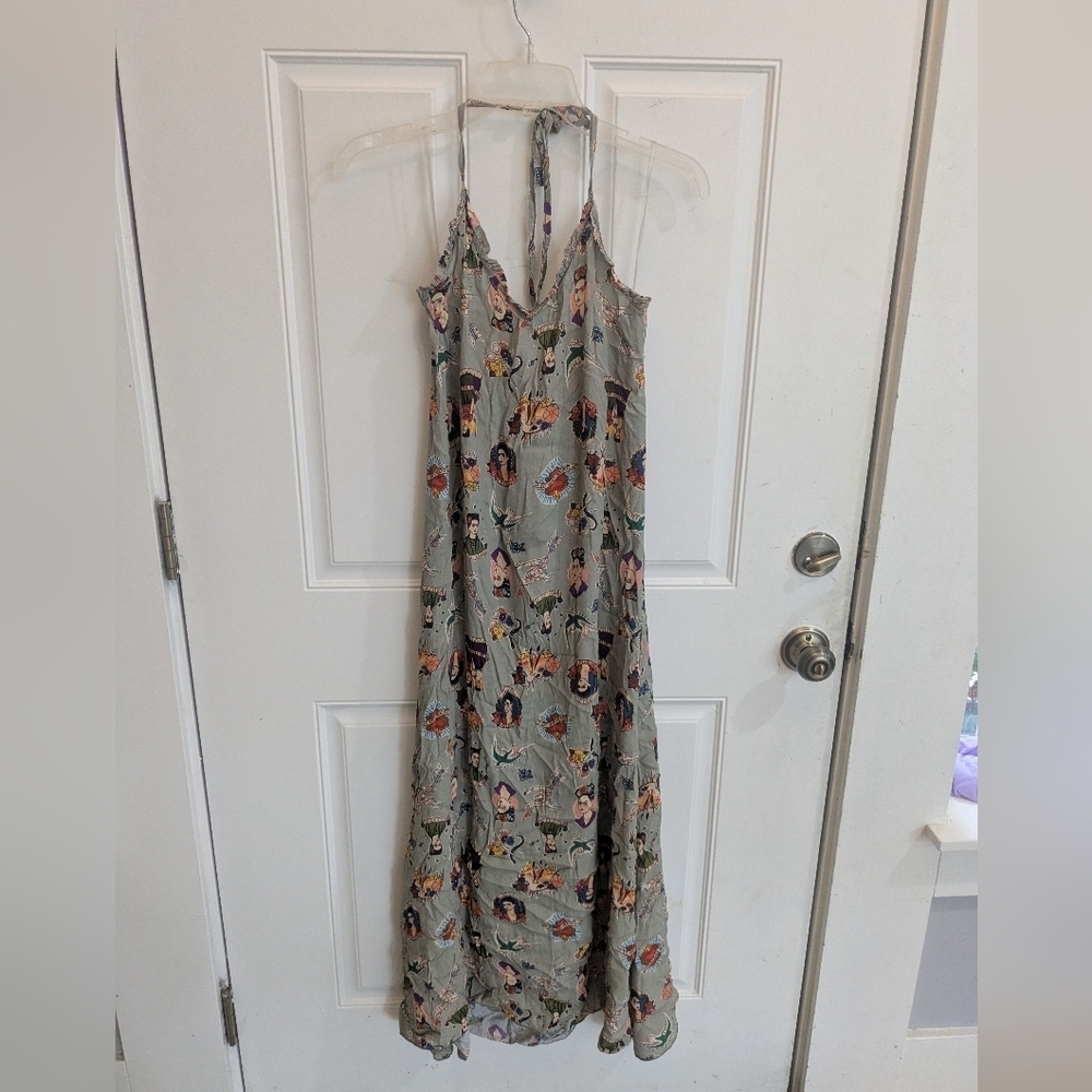 Frida Kahlo Printed Halter Maxi Deess
